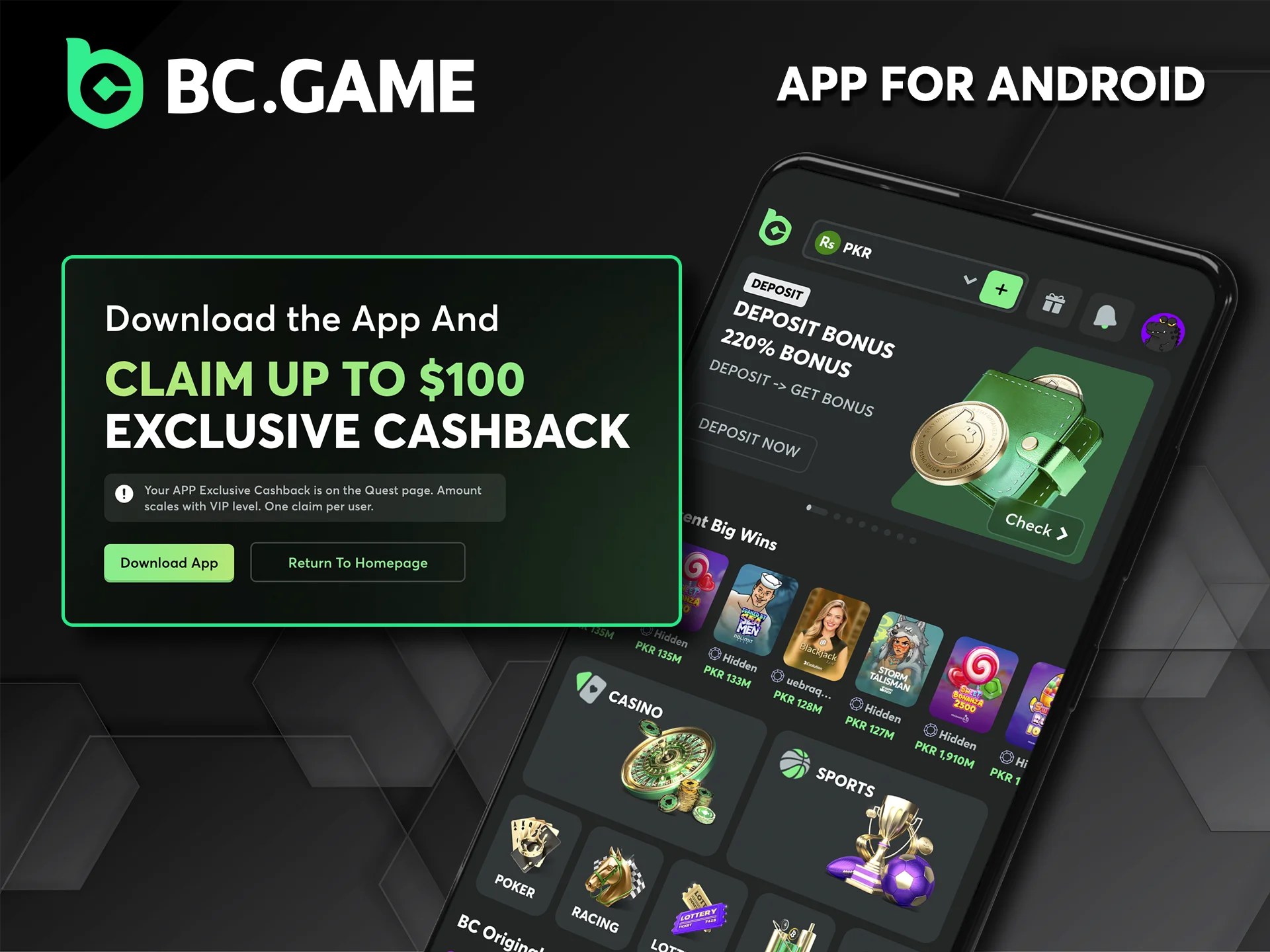 Try the BC Game app for Android, which offers high performance and runs smoothly.