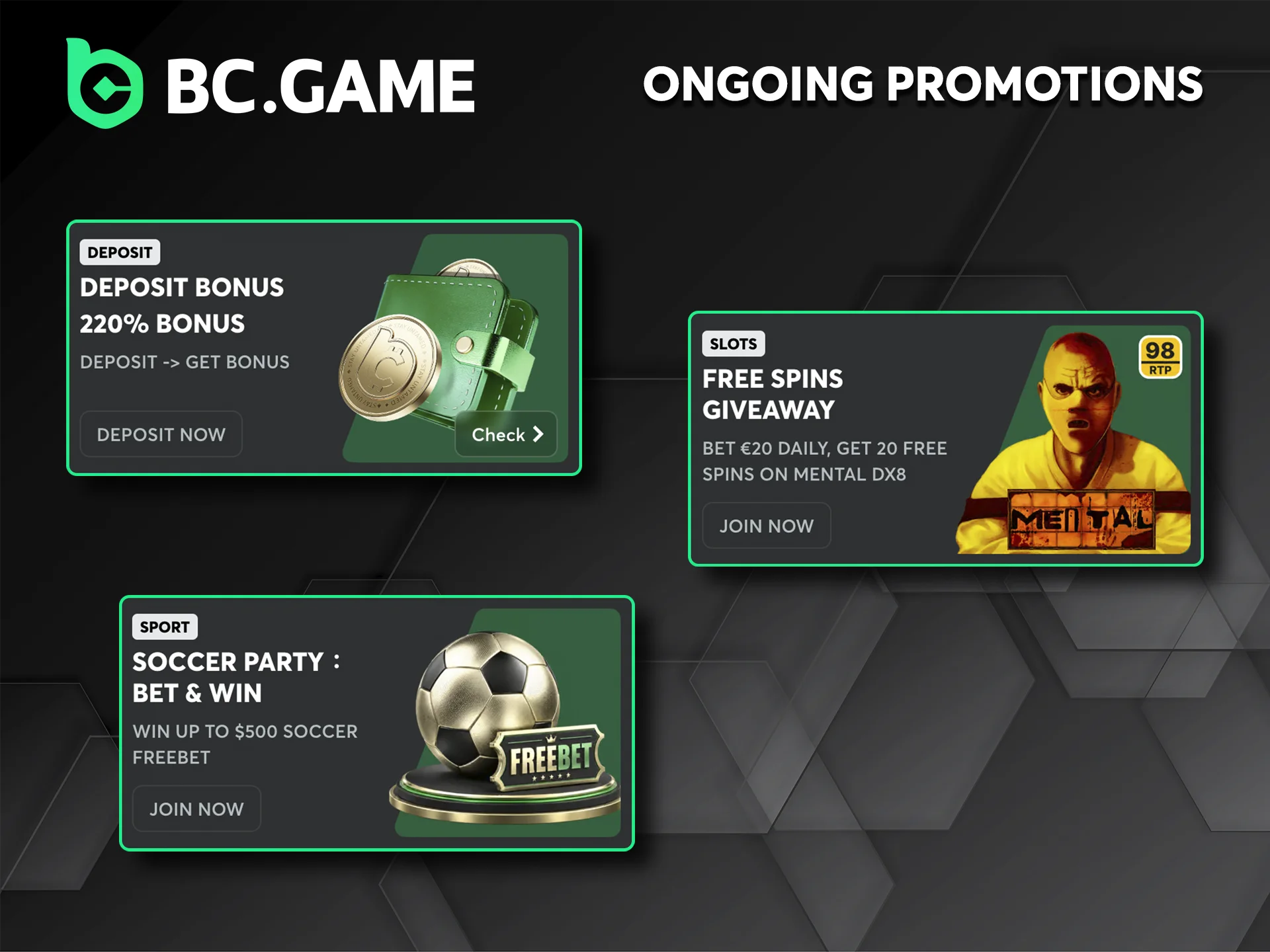 Discover the benefits of all the bonuses on offer from BC Game.
