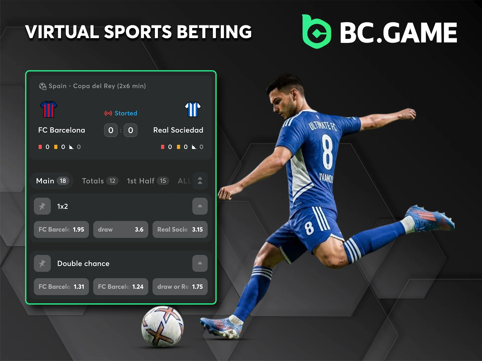 Make an accurate prediction for a virtual football match on the BC Game website.