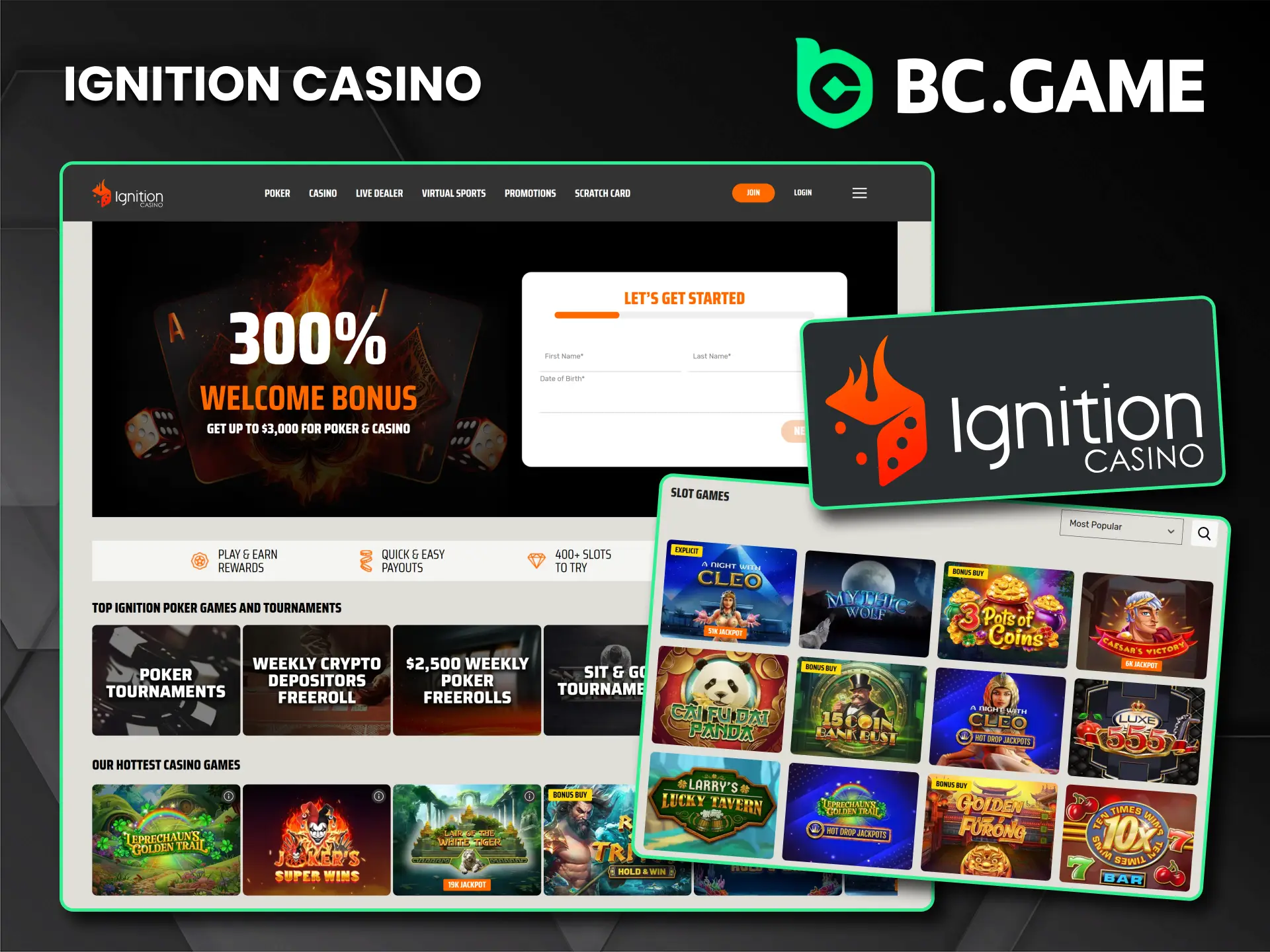 Ignition Casino is one of the best alternatives to BC Game.